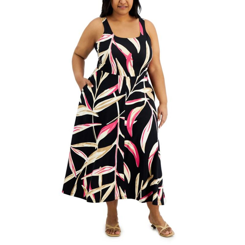 Alfani Plus Size Contrast Floral Dress
